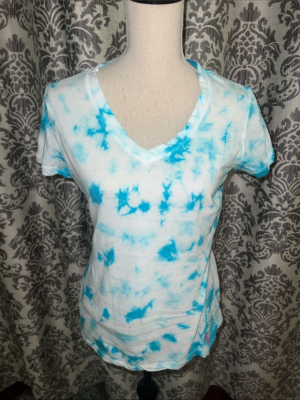 U.S. Polo Assn Blue Tie Dye Vneck Tee